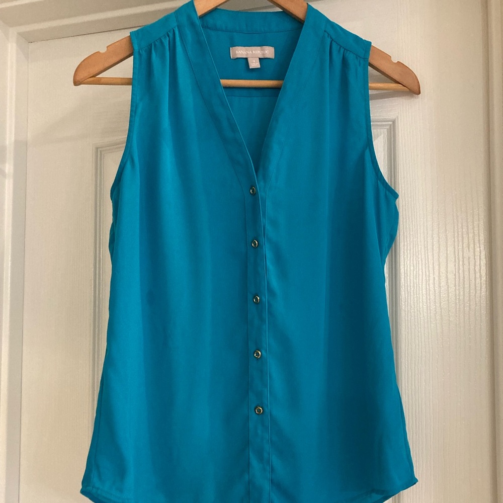 Banana Republic Turquoise Sleeveless Blouse